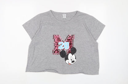 Disney Womens Grey Polyester Cropped T-Shirt Size 20 Collared - Minnie Mouse