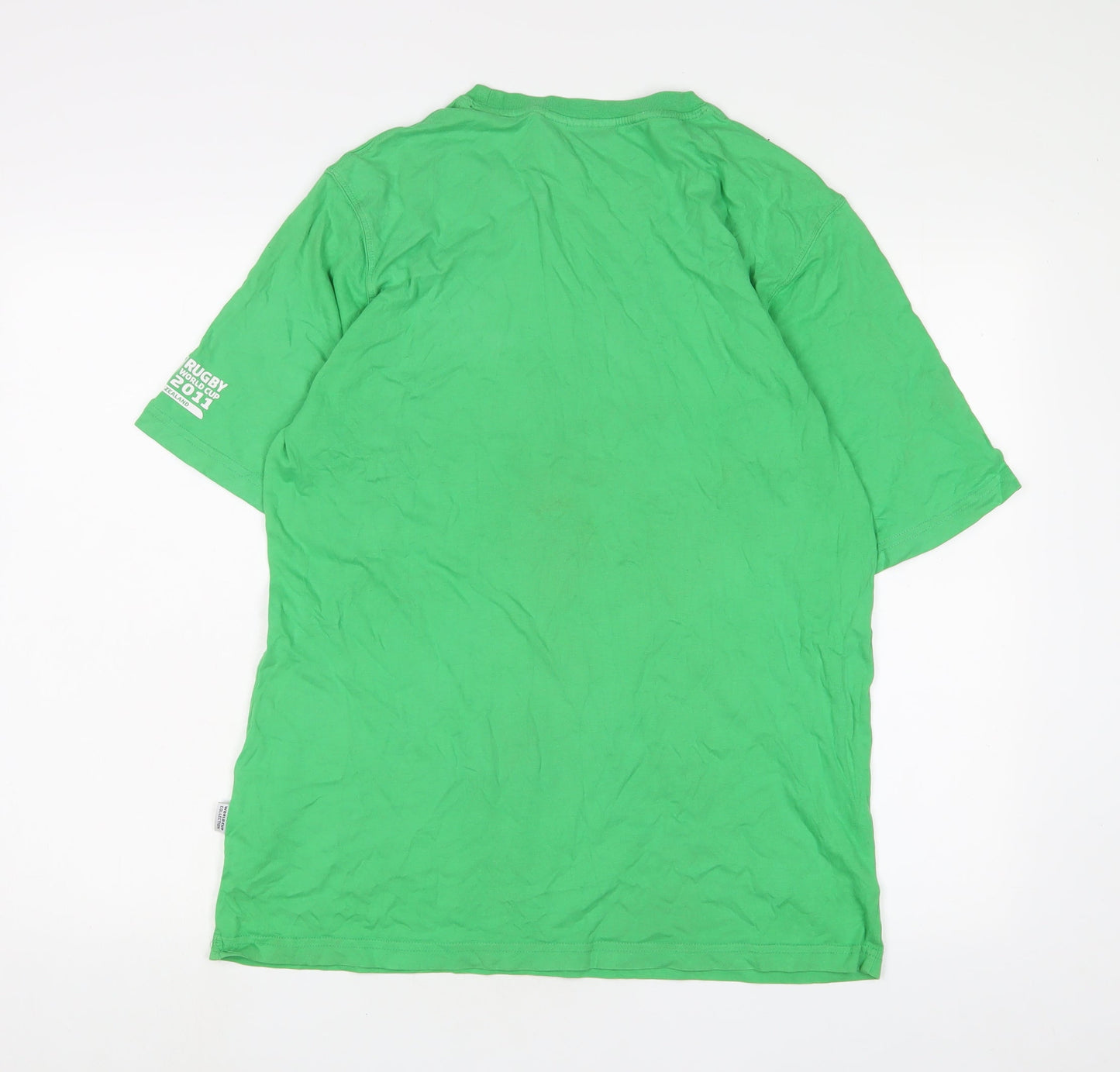 Rugby Mens Green Cotton T-Shirt Size M Crew Neck - Rugby World Cup 2011