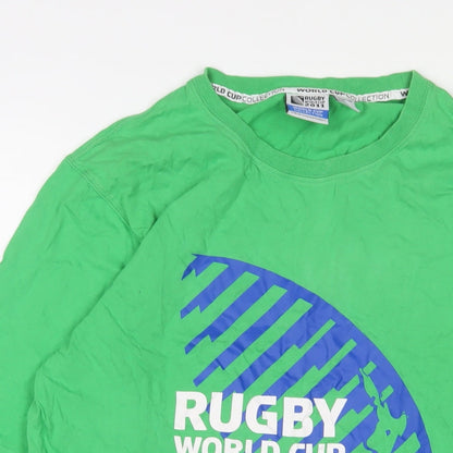 Rugby Mens Green Cotton T-Shirt Size M Crew Neck - Rugby World Cup 2011
