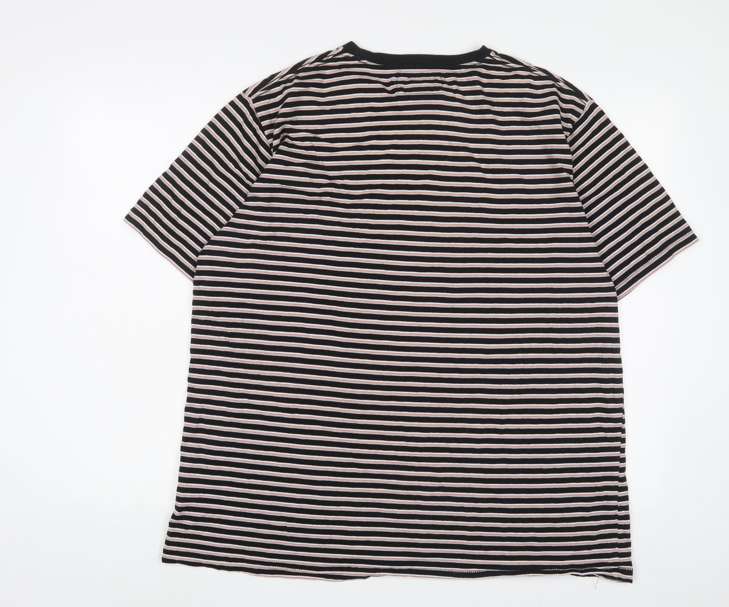 Barney Cools Mens Multicoloured Striped Cotton T-Shirt Size XL Crew Neck - Logo, Embroidered