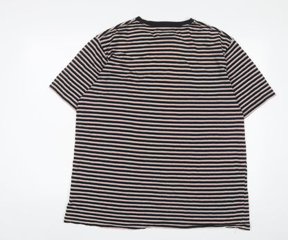 Barney Cools Mens Multicoloured Striped Cotton T-Shirt Size XL Crew Neck - Logo, Embroidered