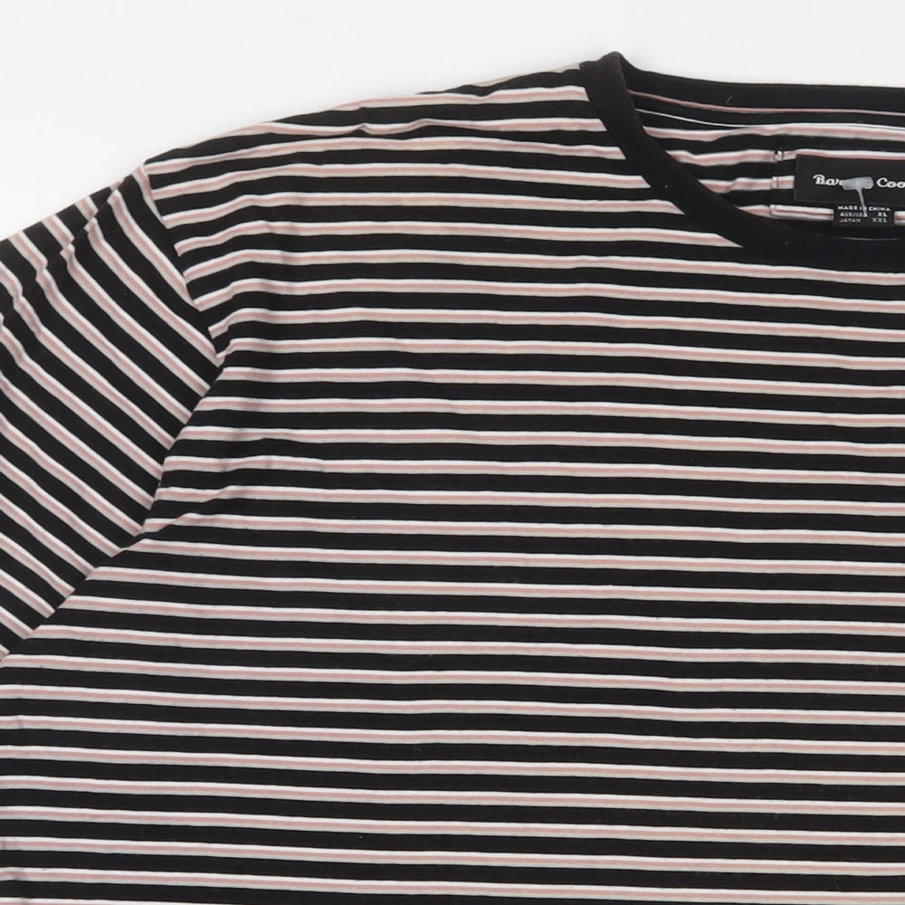 Barney Cools Mens Multicoloured Striped Cotton T-Shirt Size XL Crew Neck - Logo, Embroidered