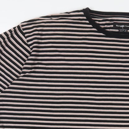 Barney Cools Mens Multicoloured Striped Cotton T-Shirt Size XL Crew Neck - Logo, Embroidered