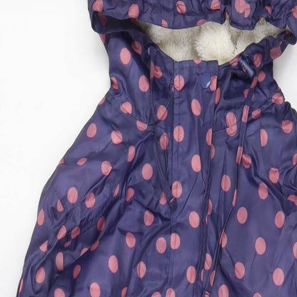 Cotton Traders Womens Purple Polka Dot Jacket Size 12 Zip