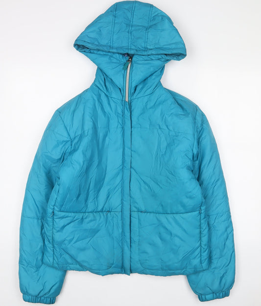 Mexx Womens Blue Quilted Coat Size 14 Zip