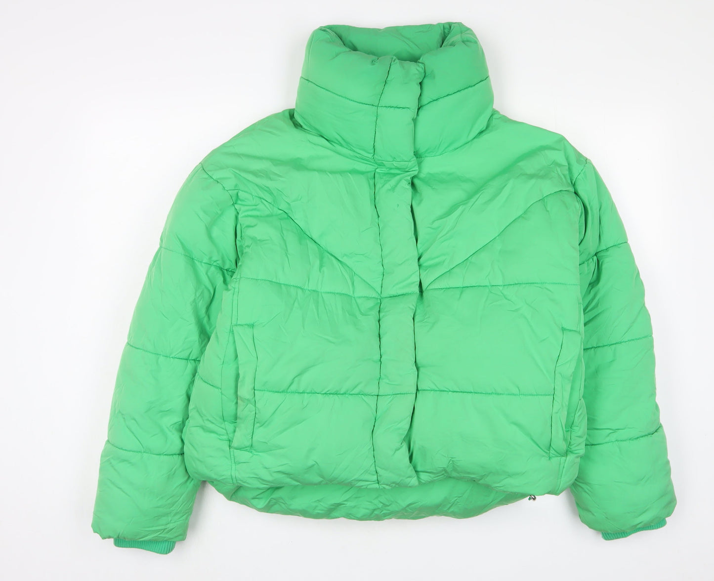 Womens UK Size 12 Topshop Green Quilted Coat