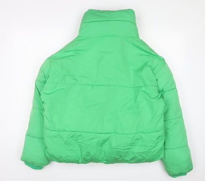Womens UK Size 12 Topshop Green Quilted Coat
