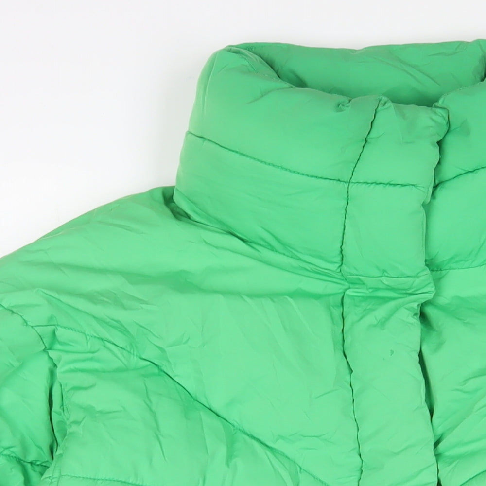 Womens UK Size 12 Topshop Green Quilted Coat