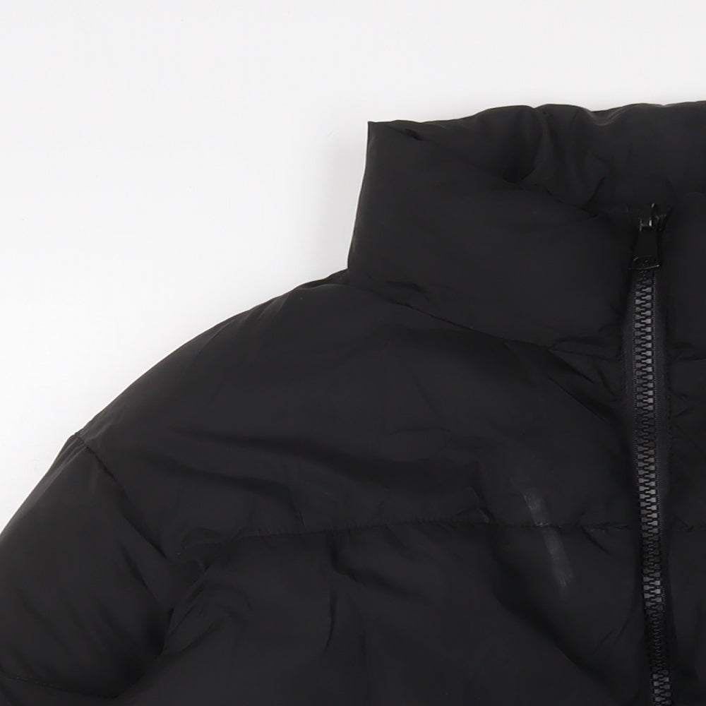 Womens UK Size 12 Topshop Black Quilted Coat
