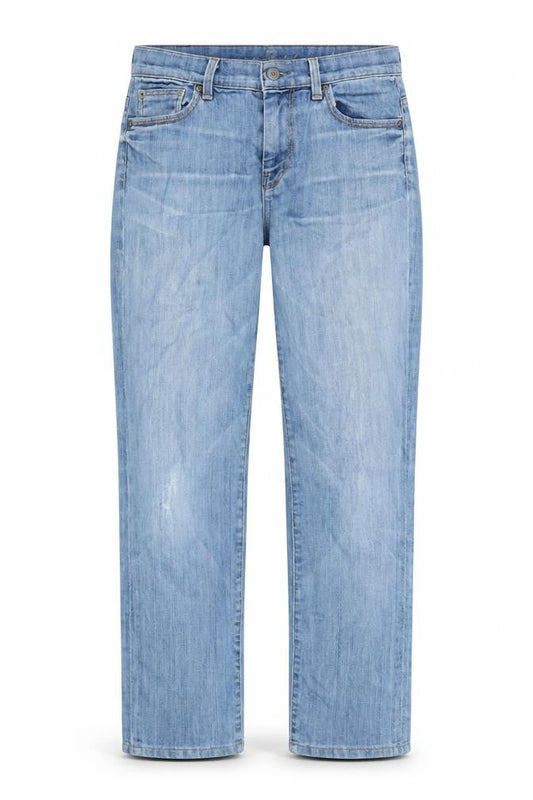 7 For All Mankind Womens Blue Cotton Straight Jeans Size 26 in L29 in Regular Zip