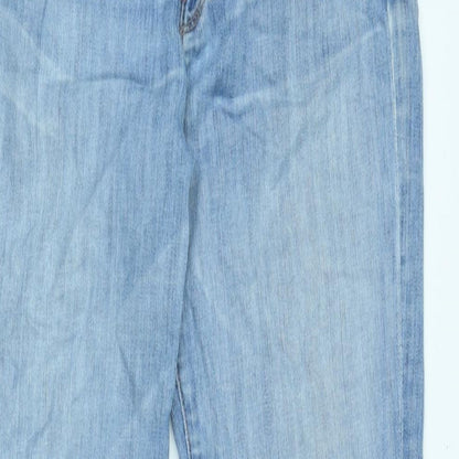 7 For All Mankind Womens Blue Cotton Straight Jeans Size 26 in L29 in Regular Zip