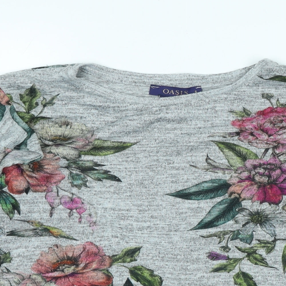 Womens UK Size S Oasis Grey Jersey Blouse