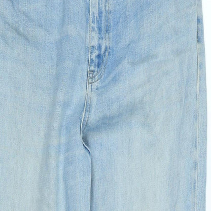 Topshop Womens Blue Cotton Blend Straight Jeans Size 32 in L32 in Regular Zip
