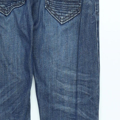 & Now Boys Blue Cotton Tapered Jeans Size 11-12 Years L28 in Regular Zip - Logo - Distressed