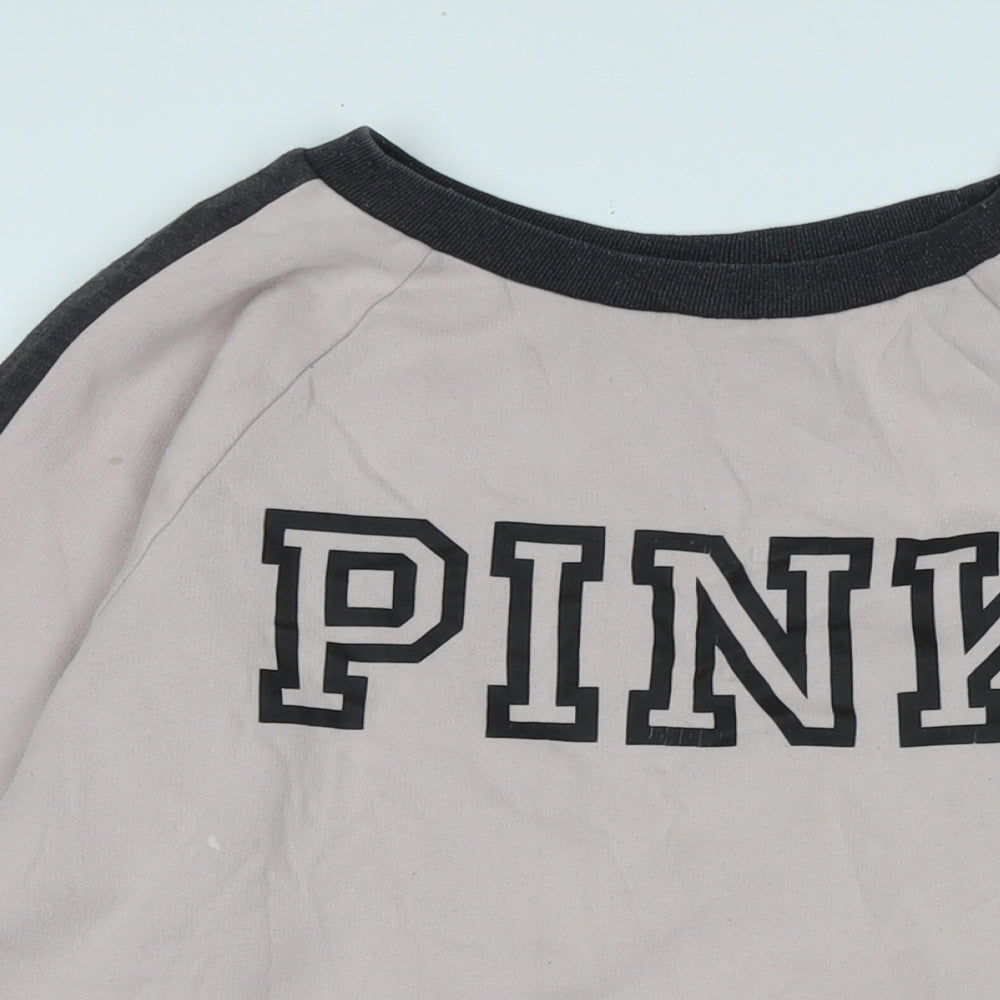 Victoria's Secret Womens Pink Polyester Pullover Sweatshirt Size S - Logo - Pink
