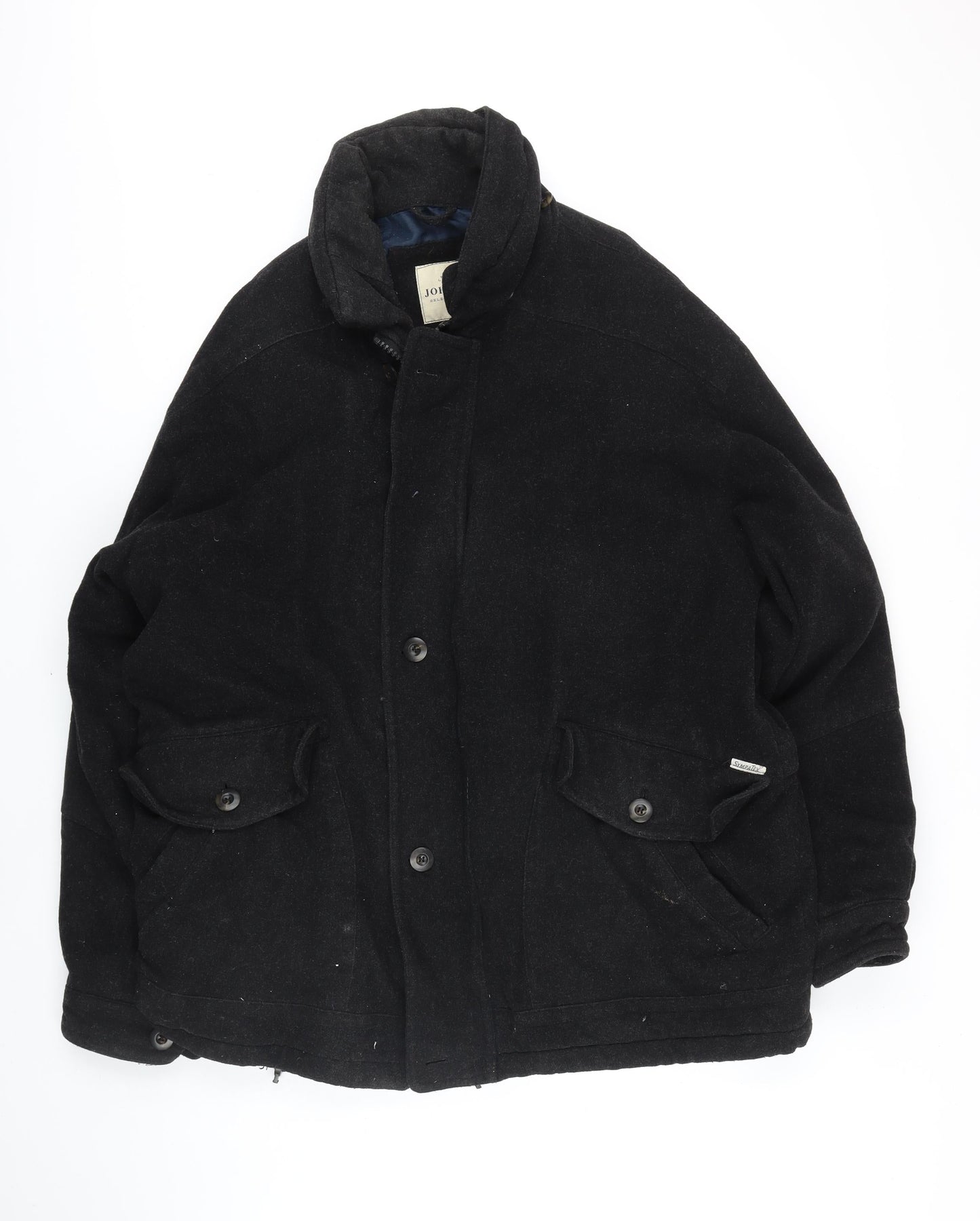 Mens UK Size 44 John Slim Black Overcoat