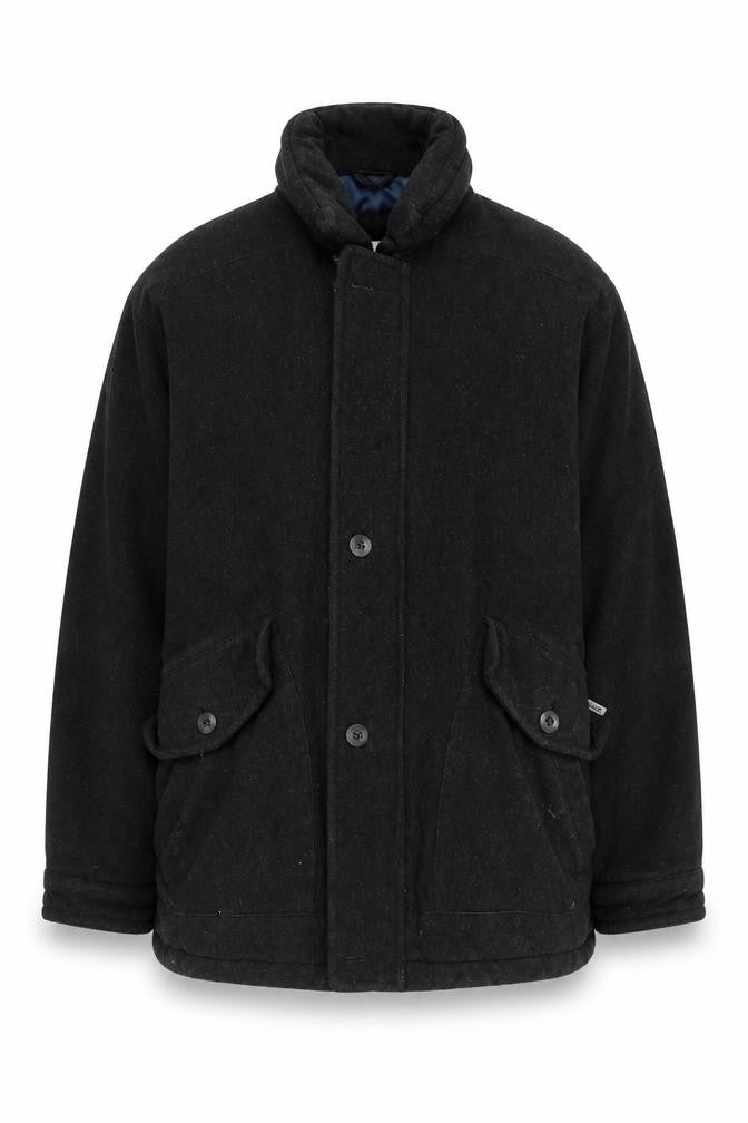 Mens UK Size 44 John Slim Black Overcoat