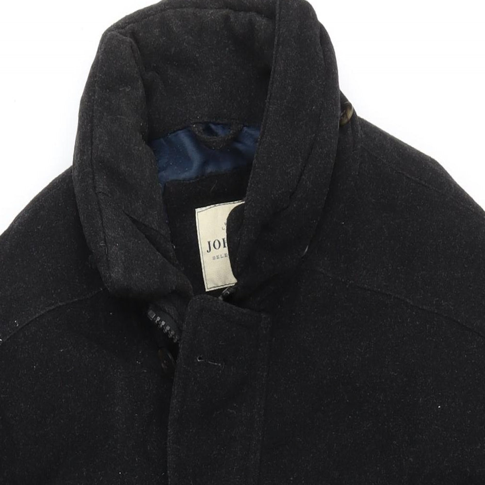 Mens UK Size 44 John Slim Black Overcoat
