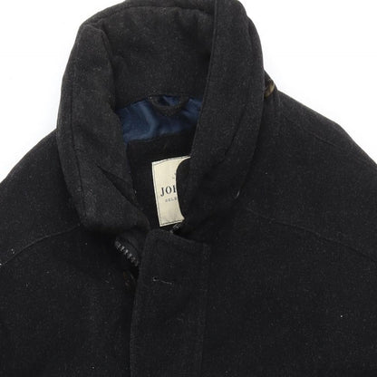 Mens UK Size 44 John Slim Black Overcoat