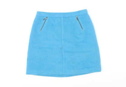 M&S Womens Blue Polyester Mini Skirt Size 10 Tie