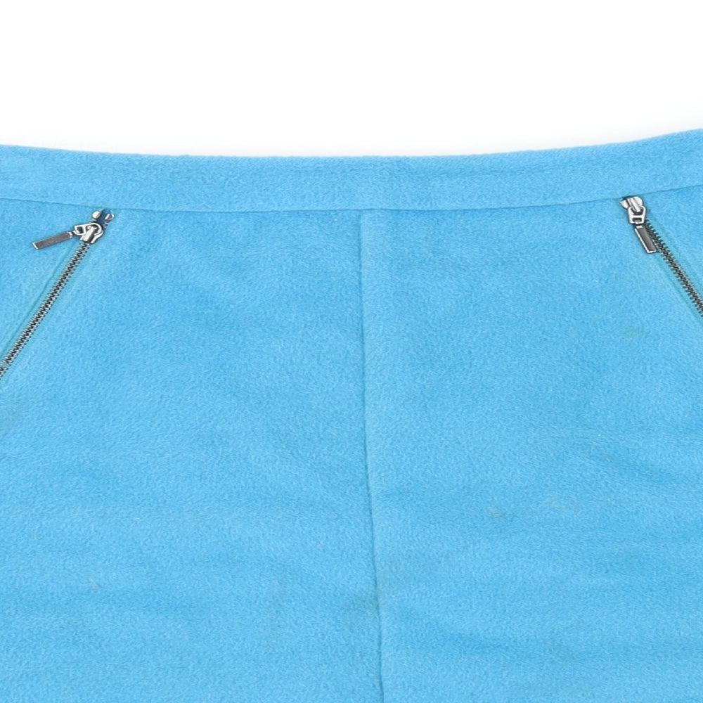 M&S Womens Blue Polyester Mini Skirt Size 10 Tie