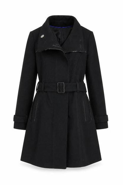 Marks & Spencer Womens Black Overcoat Coat Size 14 Button