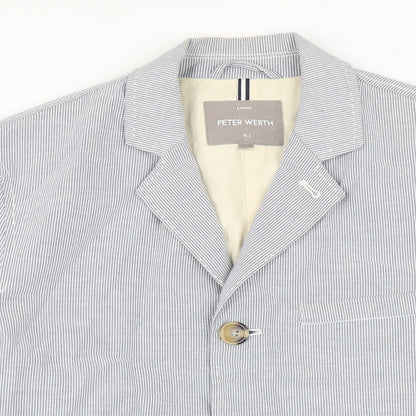 Peter Werth Womens Blue Striped Jacket Blazer Size S Button