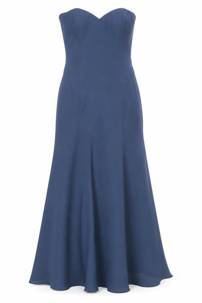 Dessy Group Womens Blue Polyester Blend Ball Gown Size 12 Off the Shoulder Zip