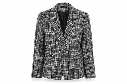 Naanaa Womens Black Check Jacket Blazer Size 14 Button