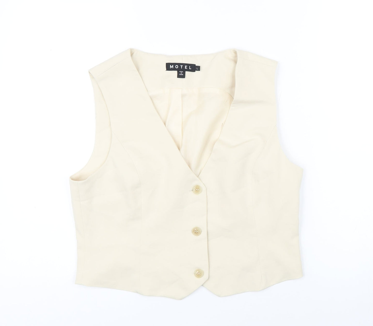 Motel Mens Ivory Polyester Jacket Suit Waistcoat Size L Regular