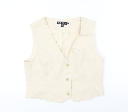 Motel Mens Ivory Polyester Jacket Suit Waistcoat Size L Regular