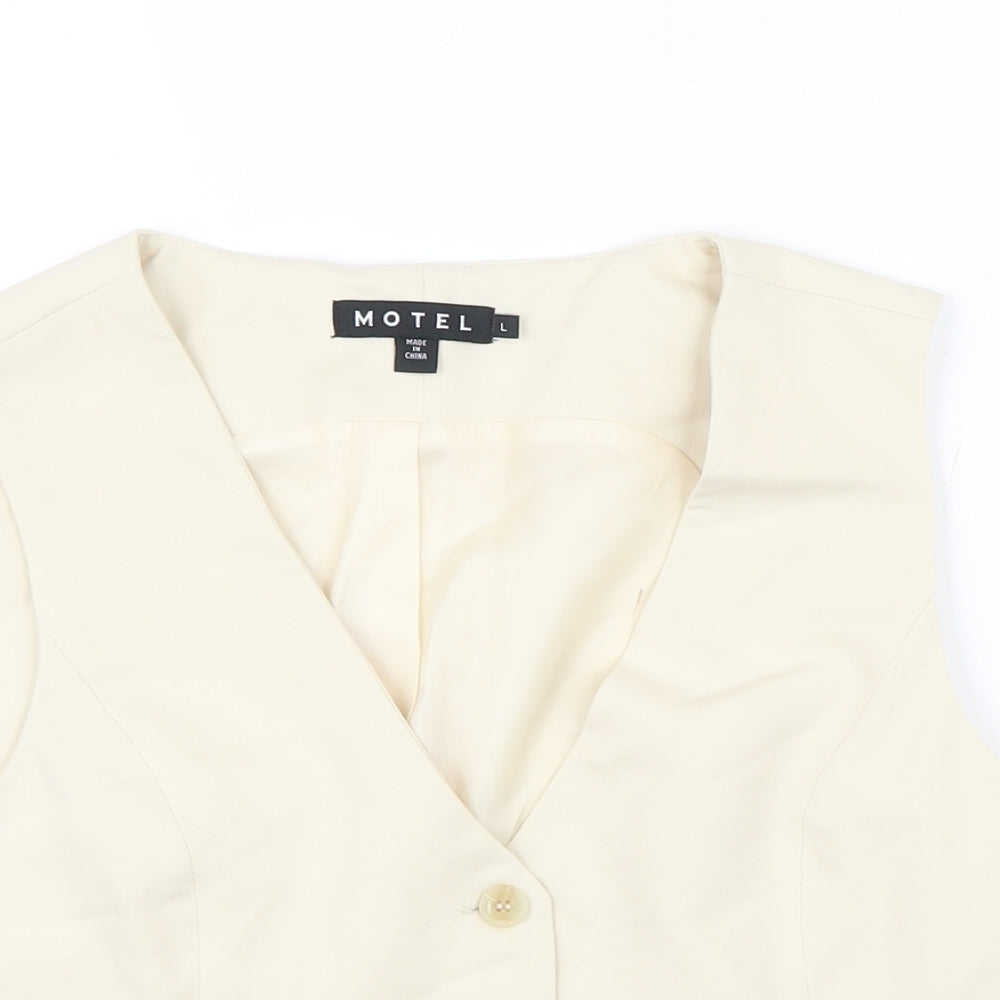 Motel Mens Ivory Polyester Jacket Suit Waistcoat Size L Regular