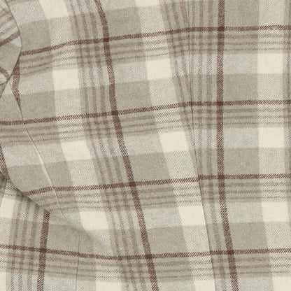 Brand and care label for Chuu black women’s brown check jacket coat, size S, buckle