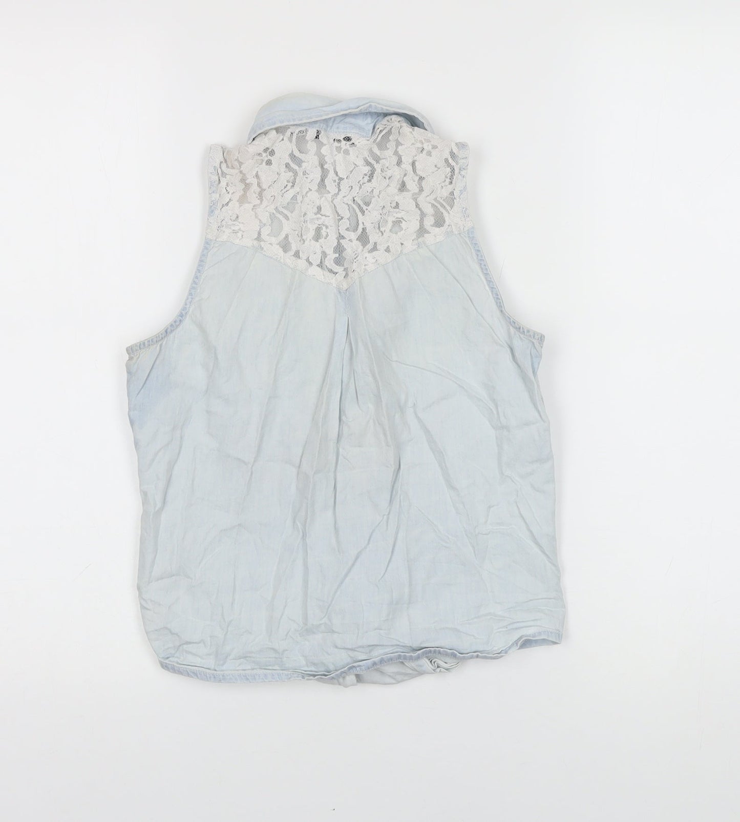 Womens UK Size 6 TALLY WEiJL Blue Cropped Blouse