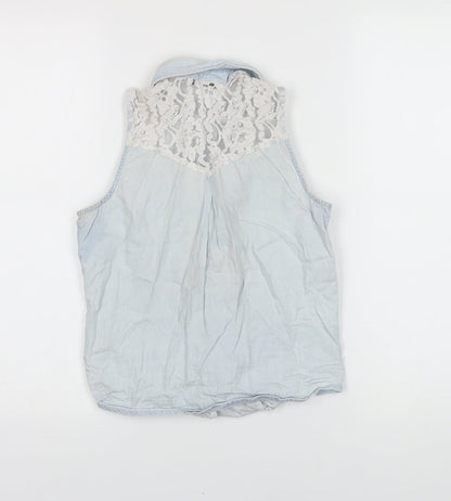 Womens UK Size 6 TALLY WEiJL Blue Cropped Blouse