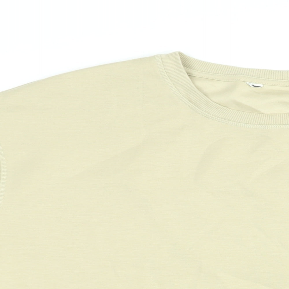 Close-up detail of Autograph women’s beige cotton pullover sweatshirt, size UK 20, pullover