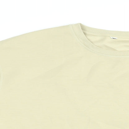 Close-up detail of Autograph women’s beige cotton pullover sweatshirt, size UK 20, pullover