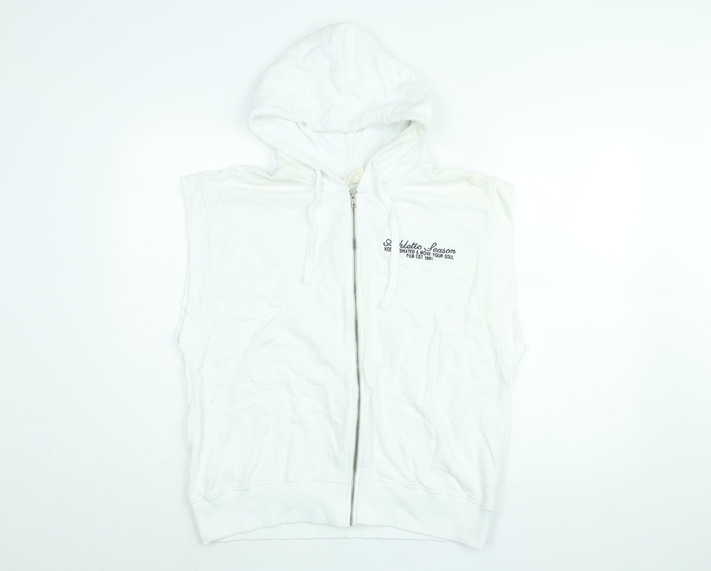 Womens UK Size S Pull&Bear White Full Zip Hoodie