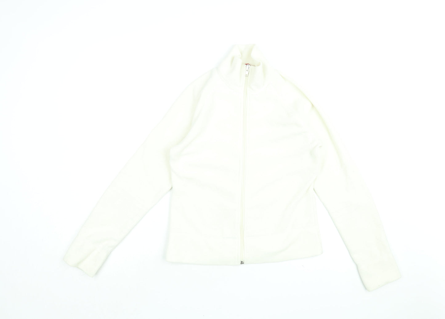 H&M Womens White Polyester Full Zip Sweatshirt Size 14 Zip