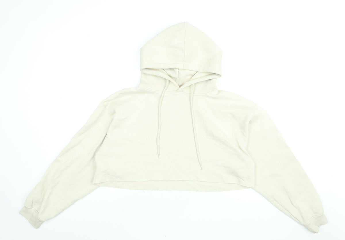 PRETTYLITTLETHING Womens Beige Cotton Pullover Hoodie Size S Pullover