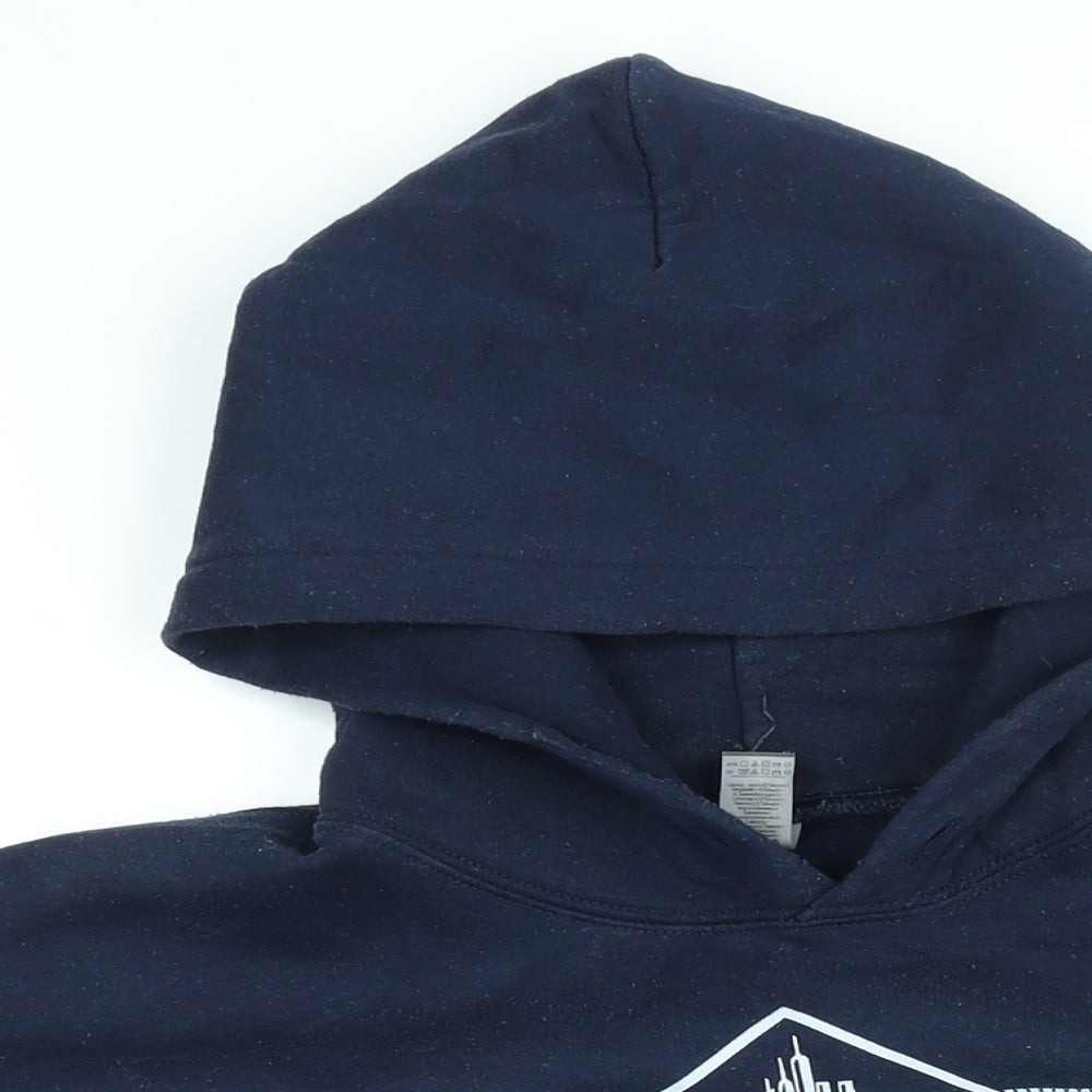 Mens UK Size L Gildan Blue Pullover Hoodie