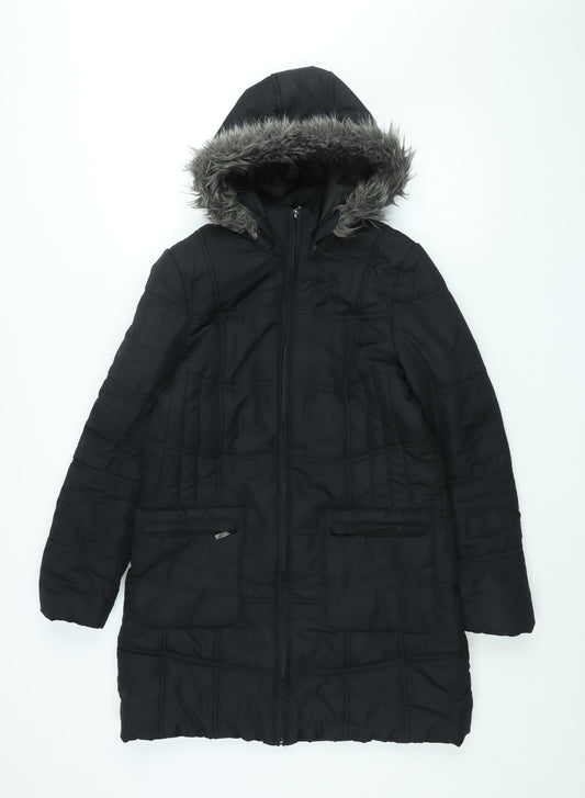 Womens UK Size 10 Debenhams Black Overcoat