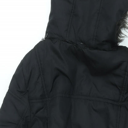 Womens UK Size 10 Debenhams Black Overcoat