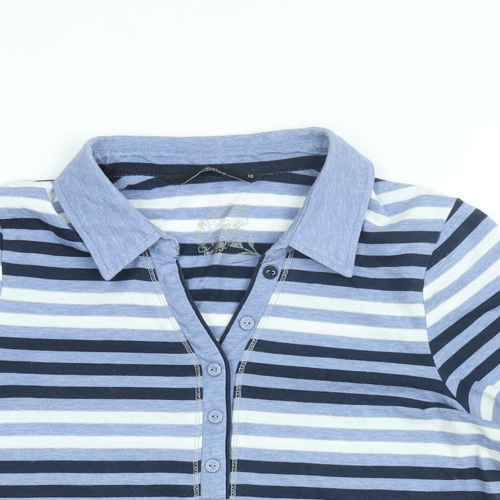 Womens UK Size 10 Bm Casual Blue Basic T-Shirt