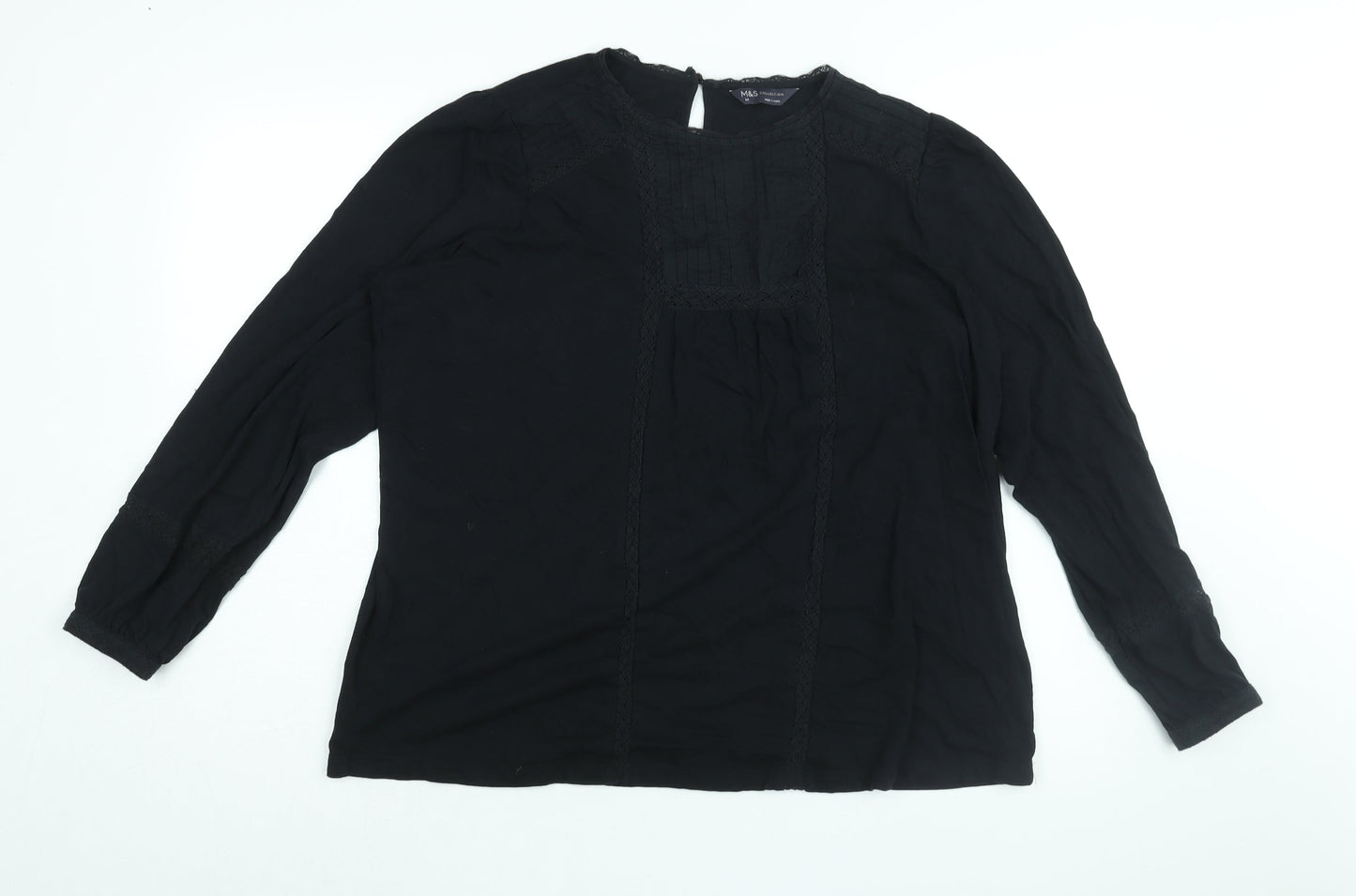 Womens UK Size 14 Marks and Spencer Black Basic T-Shirt