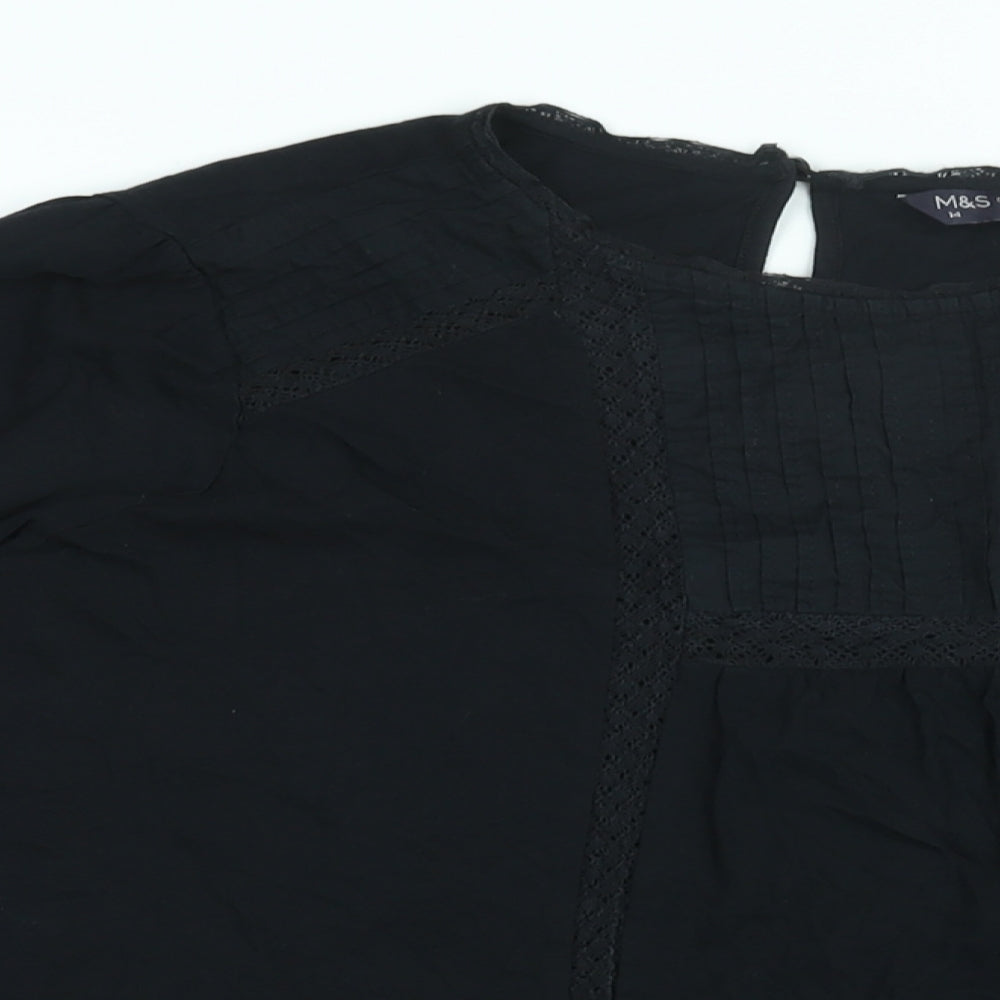 Womens UK Size 14 Marks and Spencer Black Basic T-Shirt