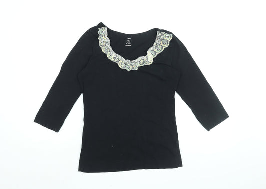 Womens UK Size M H&M Black Basic T-Shirt