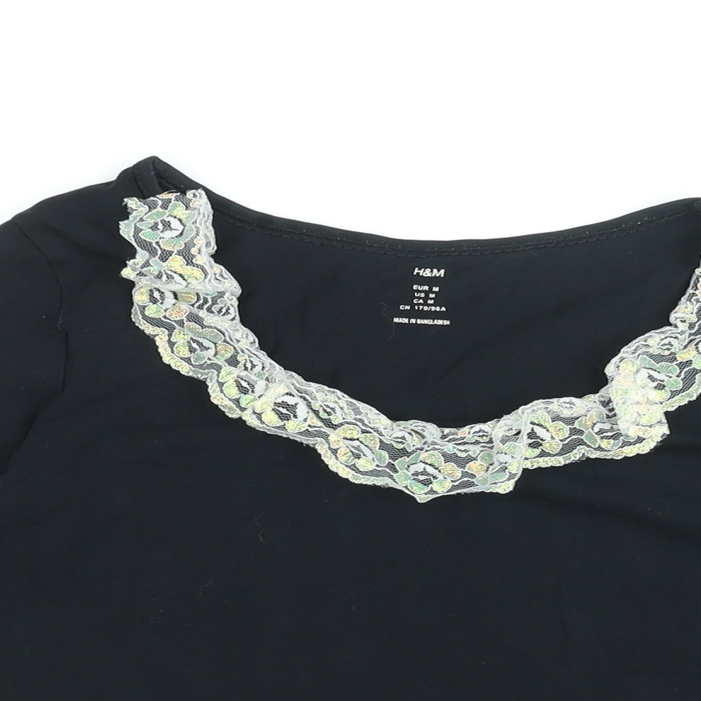 Womens UK Size M H&M Black Basic T-Shirt
