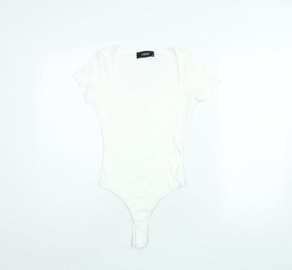 Cider Womens White Polyester Bodysuit One-Piece Size XS Snap