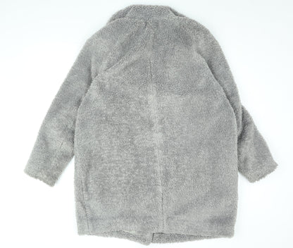 H&M Womens Grey Overcoat Coat Size M Snap